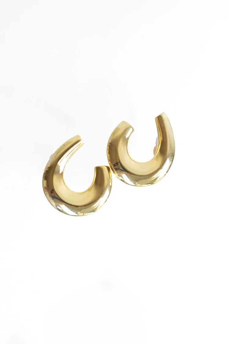 Vintage Mod Style Gold Clip-On Earrings