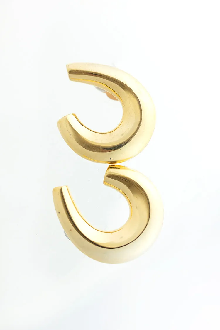 Vintage Mod Style Gold Clip-On Earrings