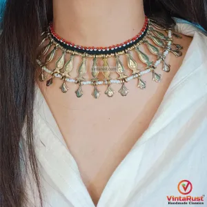 Vintage Tribal Boho Bib Choker  Necklace