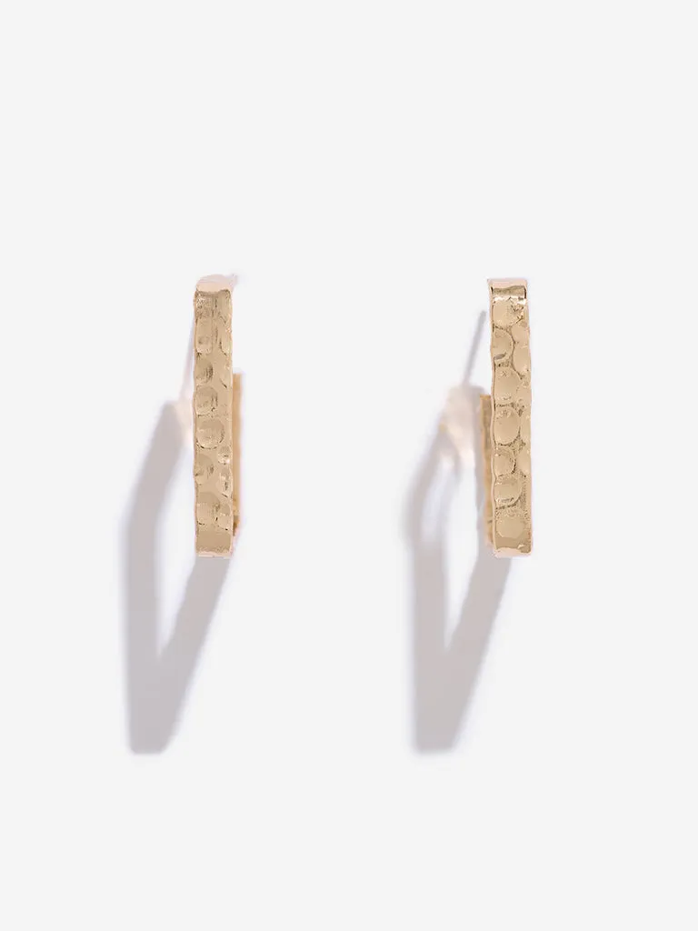 Westside Accessories Gold Textured Square Earrings