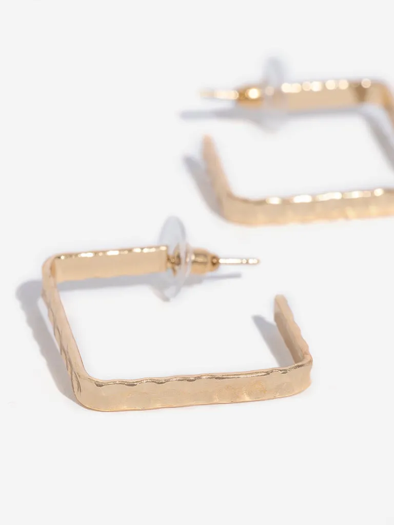 Westside Accessories Gold Textured Square Earrings