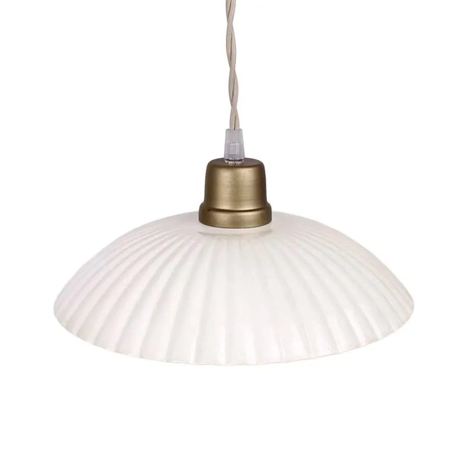 White Enamel Scallop Pendant Light - Large