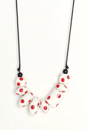 White Red Polka Dot Necklace