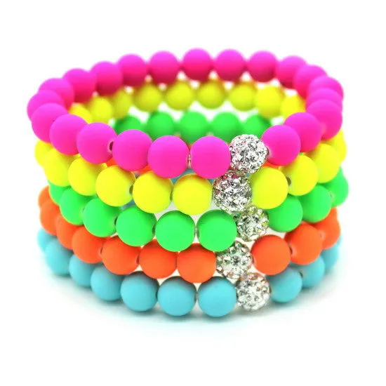 Women Bracelets Bangles 8mm Fluorescent Neon Infinity Cheap Bracelet! Stretch Charm Jewelry