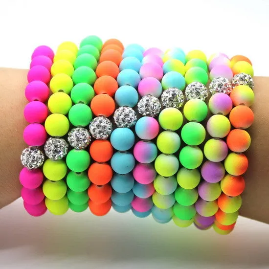 Women Bracelets Bangles 8mm Fluorescent Neon Infinity Cheap Bracelet! Stretch Charm Jewelry